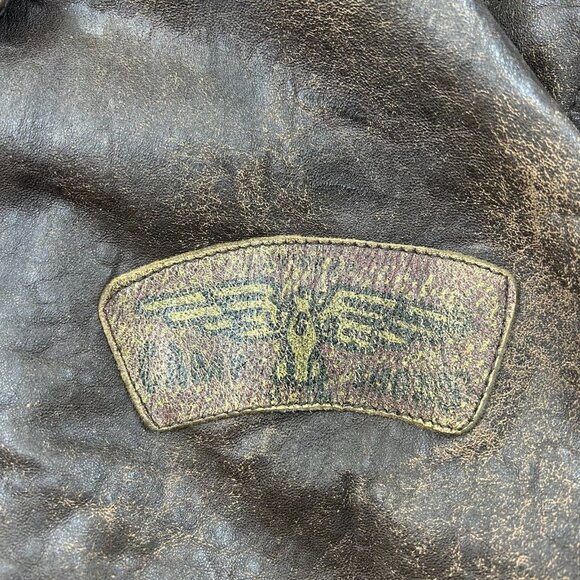 Vintage Avirex Jacket Mens Small Leather Bomber Coat Glenn Miller AAF Band USO - Picture 6 of 16